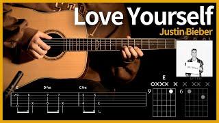 276.Justin Bieber - Love Yourself  【】 | Guitar tutorial | (TAB+Chords)