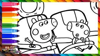 Draw and Color Peppa Pig And George Pig on an Airplane ️ Drawings for Kids