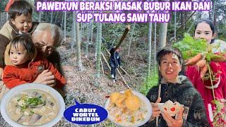 CABUT WORTEL DIKEBUN LALU PAWEIXUN MASAKIN KAMI  BUBUR IKAN & SUP TULANG SAWI TAHU