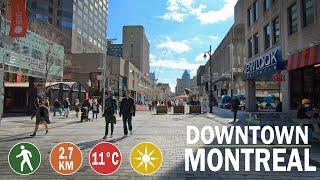 Montreal, Canada Walking Tour 2021 - Busy Street Sounds & Ambiance in Downtown Montreal