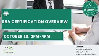 SBA Certification Overview