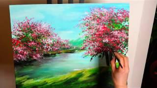 Art by Kyra Lu: Spring Blossoms For Beginners (Acrylic Painting#1)