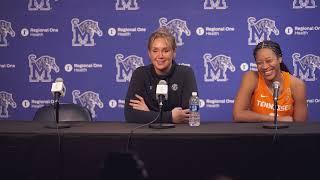 Lady Vols Basketball Coach Kim Caldwell, Jewel Spear post-game vs. Memphis