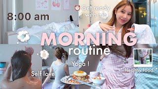 Morning routine 8am⋆˚𝜗𝜚˚⋆self love, skincare routine, yoga, GRWM!