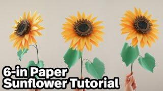 How to make Paper sunflowers | Paper Flowers | DIY Paper Flower Craft | 6 inch paper flower template