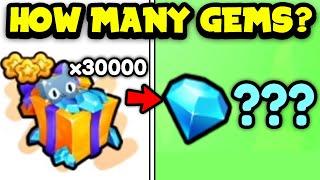 How many GEMS with 30,000+ GIFTS in Pet Sim 99