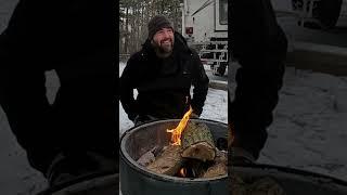 Winter Camping PERFECTION with a Lake Fire Pit