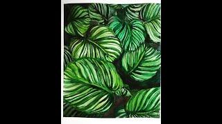 [Watercolor] Vẽ lá đơn giản bằng màu nước | Tropical leaves watercolor speed paint