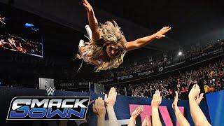 Tiffany Stratton dives at Charlotte Flair from top of VideoTron: SmackDown, March 14, 2025