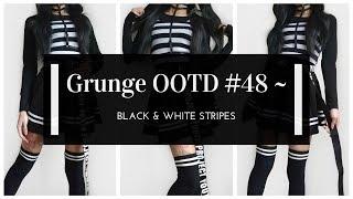 Grunge / Goth OOTD #48 ~ Black & White Stripes