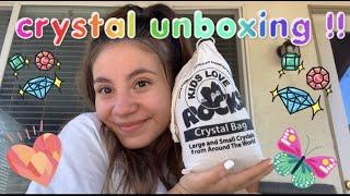 CRYSTAL UNBOXING HAUL !! * kids love rocks sand bag & breaking geodes*