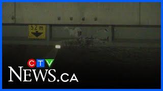 Semi crash causes damage to Edmonton bridge