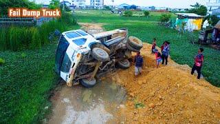 Fail & Recovery Dump Truck 100% work by Dozer D3 & Truck 5T