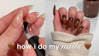 how i do my nails at home like a PRO🪐*cuticle care, gel-x, hand care, nail removal*