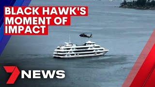 Defence Force chopper makes emergency landing after clipping cruise ship in Sydney Harbour | 7NEWS