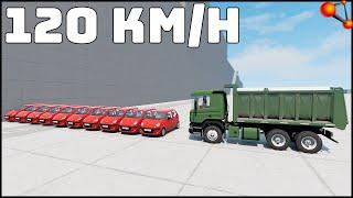 10 DAEWOO MATIZ vs SCANIA! 120 Km/H CRASH TEST! - BeamNg Drive