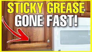 How to quickly CLEAN CABINETS & REMOVE GREASE & GUNK!!! | Andrea Jean