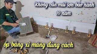 quá trình ốp gạch tường củ đúng cách #721Construction of brick tiling and wall repair