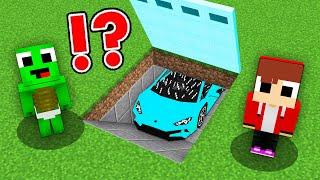 JJ and Mikey found DIAMOND GARAGE WITH SUPER CAR UNDERGROUND in Minecraft Challenge Baby Maizen