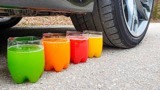 Crushing Crunchy & Soft Things by Car! EXPERIMENT Car vs Rainbow Juice