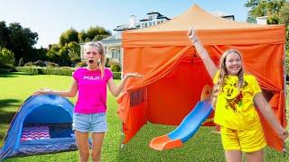 Amelia & Avelina camp in a tent in their garden story