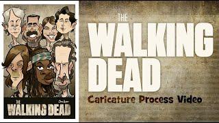 The Walking Dead cast Caricature art drawing process tutorial timelapse