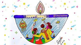 Diwali Drawing | Indian Festival Drawing | Diwali Celebration Drawing | Easy Diwali Drawing | Family