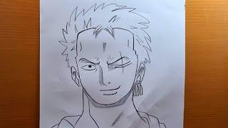 Comment dessiner ZORO Roronoa (One Piece) étape par étape, facile | dessiner un anime avec un crayon