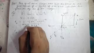 Four equal charges placed at the corners of a square. calculate force on any one of  charge