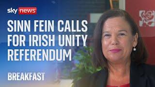 Sinn Fein leader calls for Irish unity referendum at Labour Party conference