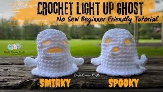 Crochet Light Up Ghost - No Sew Beginner Friendly Tutorial | Quick and Easy Halloween Decor