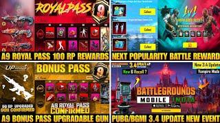  A9 Royal Pass | Next Popularity Battle Rewards | Next A9 Bonus Pass | Bgmi 3.4 New Update Event