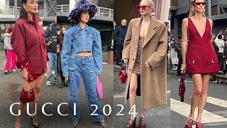 GUCCI STREET STYLE FALL- WINTER 2024 | WINTER TRENDS 2024 MILAN FASHION WEEK