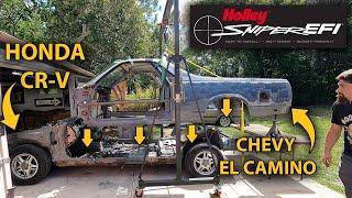 First Test Fit: El Camino Body on CRV Floor! + Holley Sniper 2 Bluetooth EFI! Body Swap Series Ep. 4