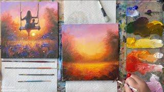 Acrylic Painting Tutorial | Magical Sunset with Mom 