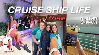 WHAT IT’S LIKE TO WORK ON A CRUISE SHIP ️ work duties, halloween crew party, changing itinerary?!