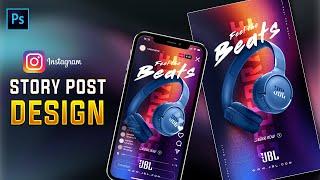 Easiest Way To Design Instagram Stories Post | Photoshop Tutorial