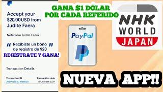 NUEVA APP!  [NHK WORLD] GANA $1 Dólar con solo 1 PUNTO  Aplicación Para GANAR DINERO a PAYPAL