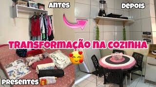 COLOQUEI PRATELEIRA NA COZINHA + GANHEI PRESENTE DA MINHA MÃE  | Morando sozinha