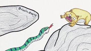 why the green snake ate the rat ?#shorts#drawing#cartoon#story#xiaolindrawing#animation#art