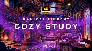 Cozy Study  Magical Library with Deep Focus Soft Piano Background Music Ambience for Fall Studying