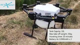 Beyondsky Agriculture Spraying Drone with complete spraying system, can directly use. With 10L tank.