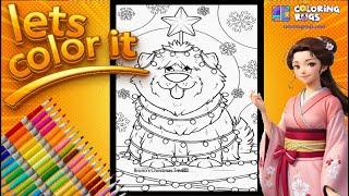 Coloring DOG and Christmas Tree Gift || Kids coloring and Art ASMR