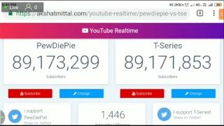 PEWDIEPIE VS T-SERIES LIVE SUBSCRIBE COUNT by RM TECHNICAL