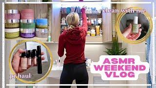 ASMR WEEKEND VLOG | huge pr haul, mac event at the box, clean with me