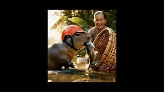 Bà và Capybara | Bà dẫn Capy đi bắt ốc mà gặp ổ cá quá trời