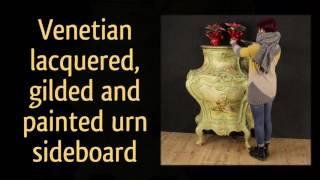 Venetian lacquered, gilded and painted urn sideboard. Shop online antiques and decorative