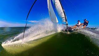 Hobie Miracle 20 Speed Run!  What a rush!  Beautiful footage of sailing a beachcat.