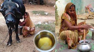 गांव में शुद्ध देसी घी बनाने की प्रक्रिया।Process Of Making Pure Desi Ghee In The Village. #ghee