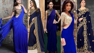 royal blue saree designs 2022/23.party wear blue saree collection.dark blue saree design ideas.